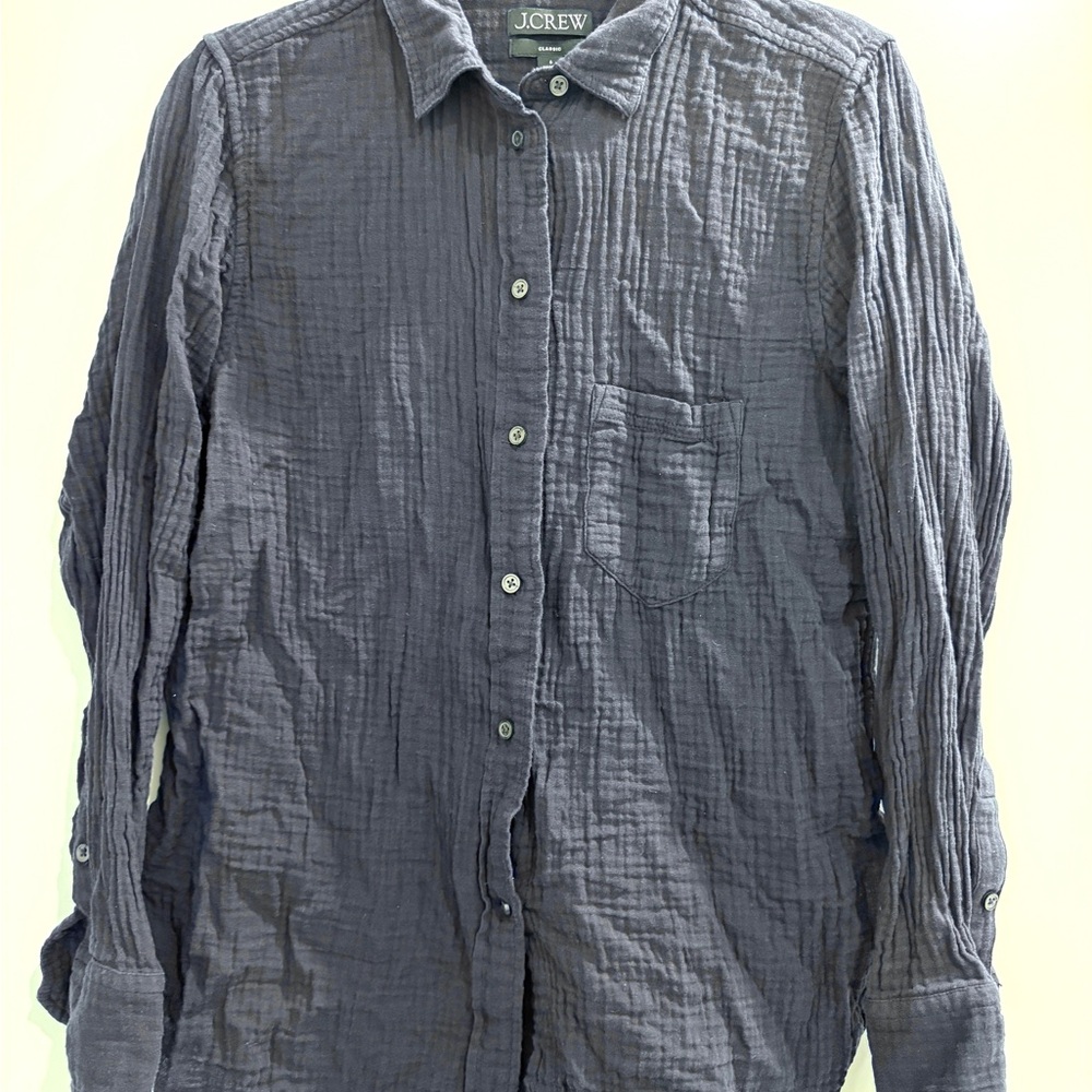 J. Crew navy blue Women’s Garçon classic double-gauze shirt